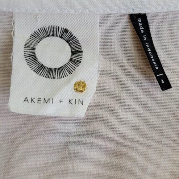 Anthropologie Akemi Kin White Poplin Wrap Top Cotton Blend Size 4 Summer - Picture 4 of 8